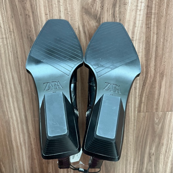 New Zara “Croc” Leather Ankle Boots size 7.5us - Picture 2 of 7